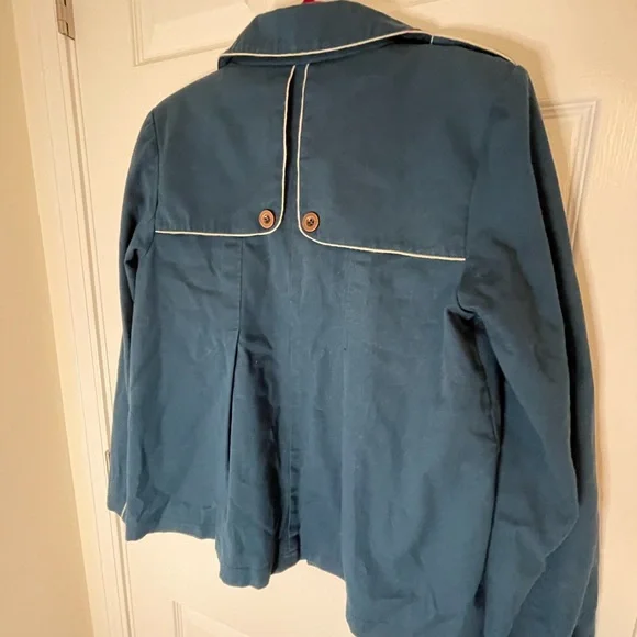 COPY - Anthropologie Tulle 100% cotton pea coat blue jacket large - Picture 2 of 7